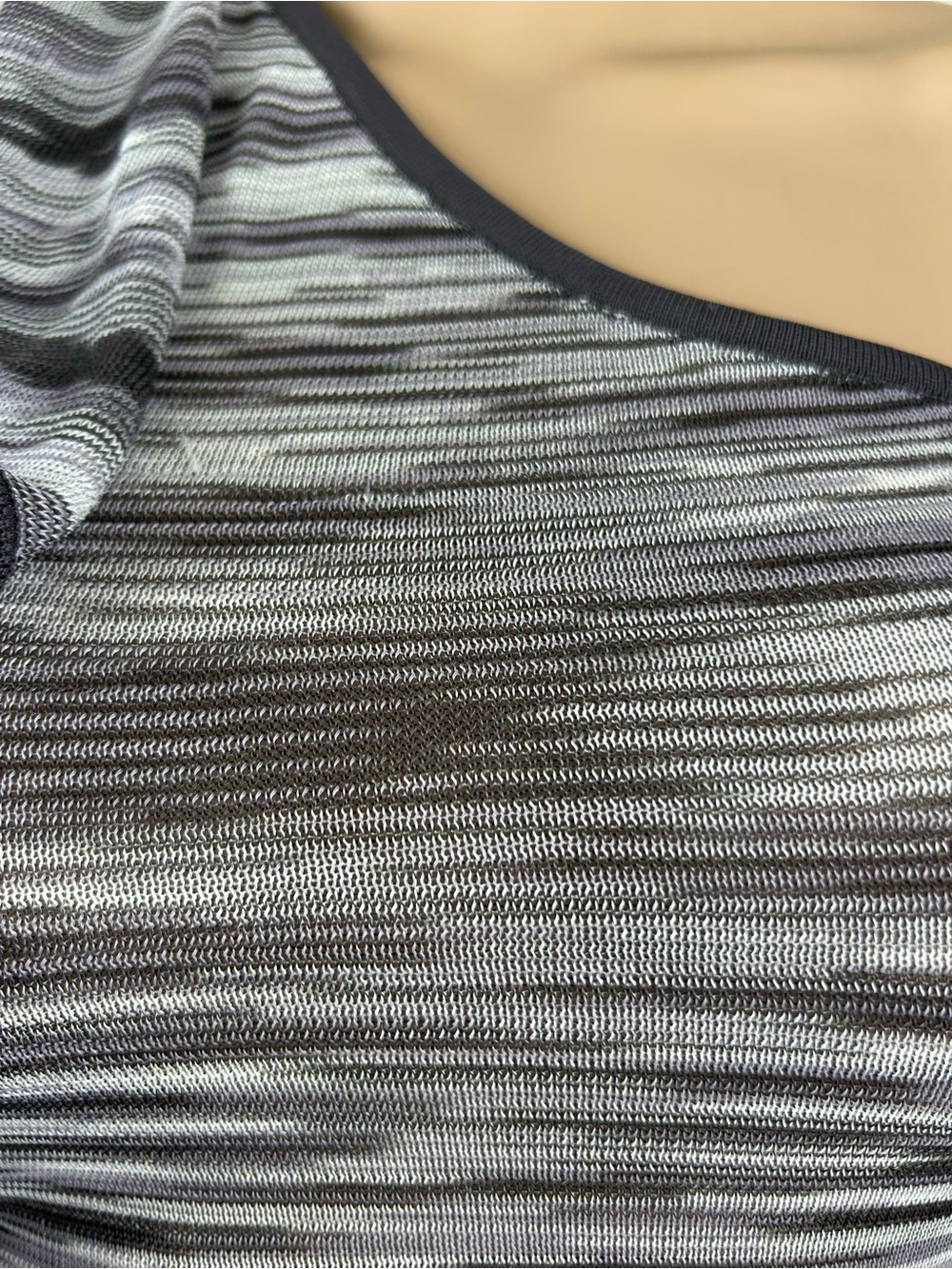 Marciano One-Shoulder Ruffle Ruched Top - Gray Striped - Picture 2 of 7